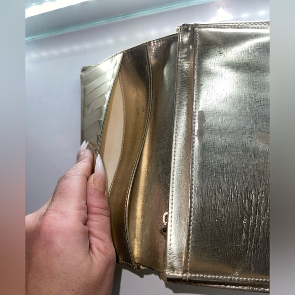 Chanel Wallet Timeless CC Metallic Gold Leather Long Flap Continental Yen Bifold - Picture 13 of 17